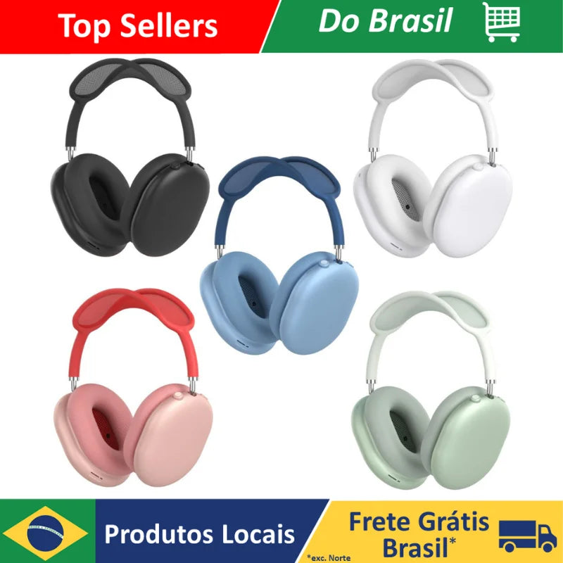 Fone de ouvido Sem fio Bluetooth estéreo alta fidelidade super bass qualcomm chip hd mic P9 Cor Aleatória