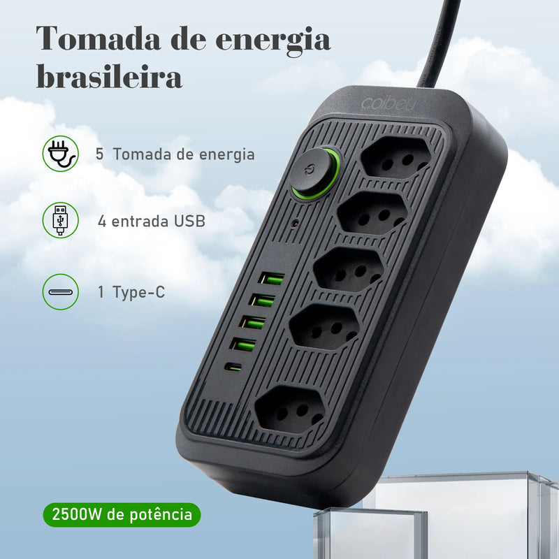 extensão tomada,filtro de linha,extensão elétrica,tomada usb,plug,regua tomadas de energia,filtro de linha brasil,100-220V，10A