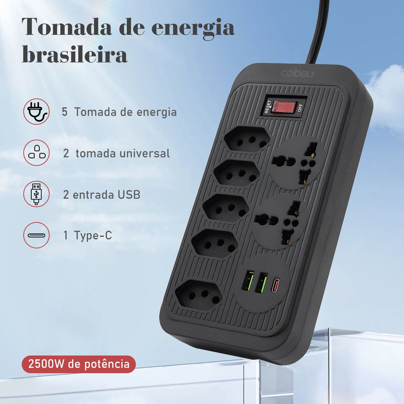 extensão tomada,filtro de linha,extensão elétrica,tomada usb,plug,regua tomadas de energia,filtro de linha brasil,100-220V，10A