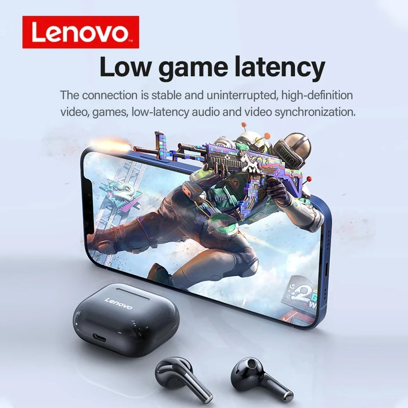 Original lenovo lp40 bluetooth fone de ouvido 5.0 som imersivo alta fidelidade tws com microfone controle toque para longo tempo de espera movimento