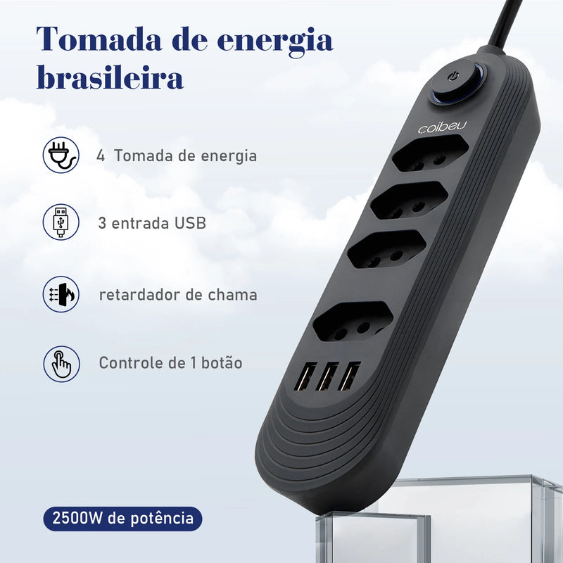 extensão tomada,filtro de linha,extensão elétrica,tomada usb,plug,regua tomadas de energia,filtro de linha brasil,100-220V，10A